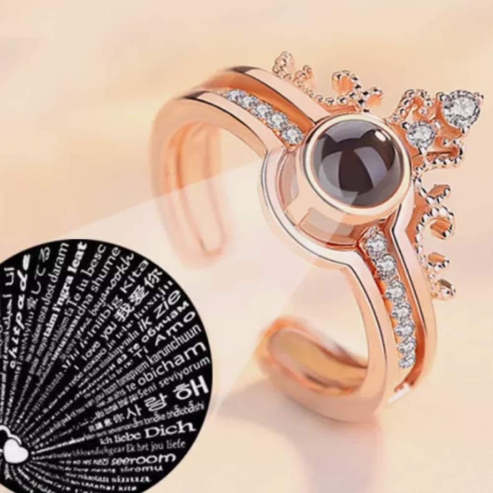 Crown combination 100 languages "I love you" projection ring.
